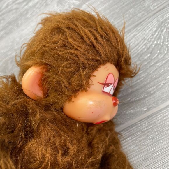 Vintage 1979 Russ Berrie 6in Poki Monkey Doll Plastic Head Hands Feet - FLAWS - Picture 4 of 9